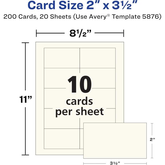 Avery Clean Edge Printable Business Cards Sure Feed Technology  2x3.5" 200 cards - Picture 3 of 5